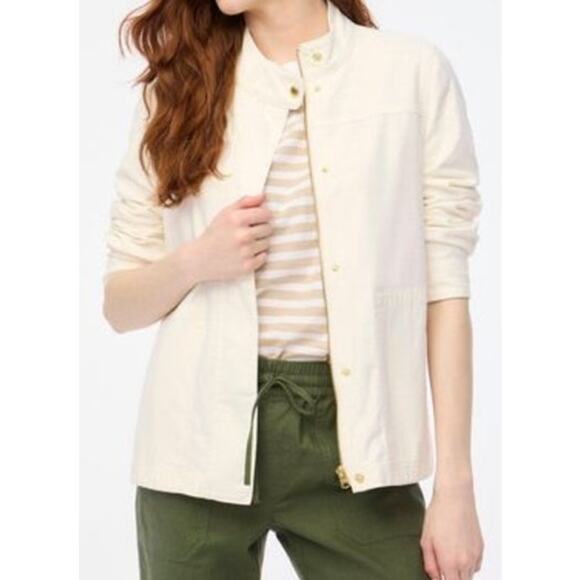 J Crew Utility Drawcord Full Zip Snap Long Sleeve Trendy Jacket US Women's S New - Picture 1 of 7